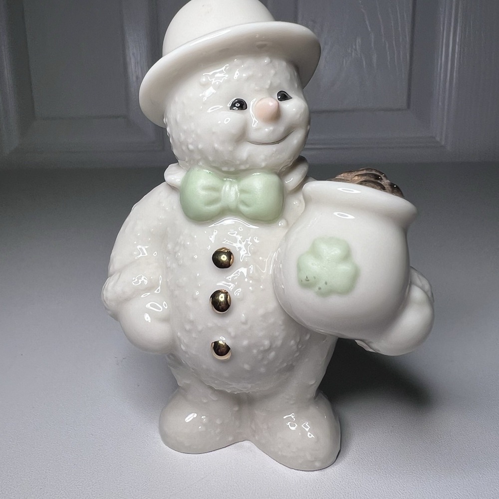 Vintage Lenox Twelve Months of Snowmen March "Pot of Gold" Snowman 2000